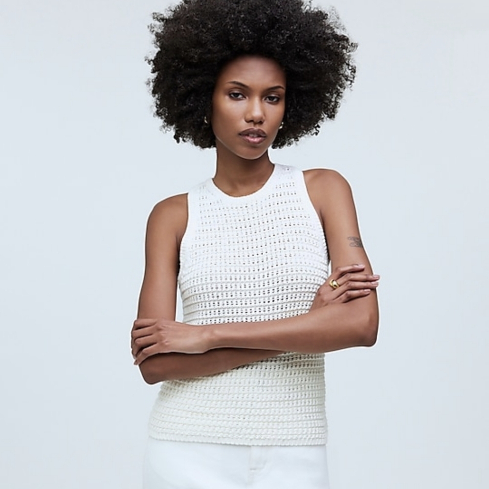 Madewell Crochet Knit Sweater Tank Size Medium